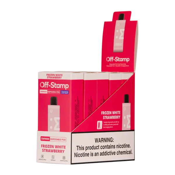 BUY 1 GET 1 FREE Frozen White Strawberry OFF STAMP SW9000 Disposable | Vape Amazon India Off Stamp