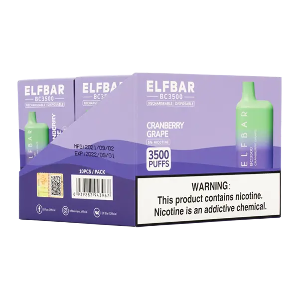 BUY 1 GET 1 FREE Cranberry Grape Elf Bar 3500 | Vape Amazon India EBDESIGN